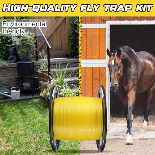 Qualirey 1 Pc Sticky Fly Tape Roll 1000 ft Fly Ribbon, Yellow - color: Yellow