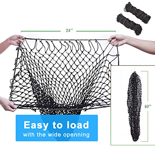 2 Pcs Hay Bags for Horses: 40 inch Long Slow Feed Hay Net for Horses - 2 * 2 inch Holes Mess with Nylon Rope Hanging (Black) - size: 2 Bags