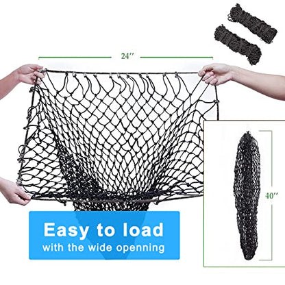 2 Pcs Hay Bags for Horses: 40 inch Long Slow Feed Hay Net for Horses - 2 * 2 inch Holes Mess with Nylon Rope Hanging (Black) - size: 2 Bags