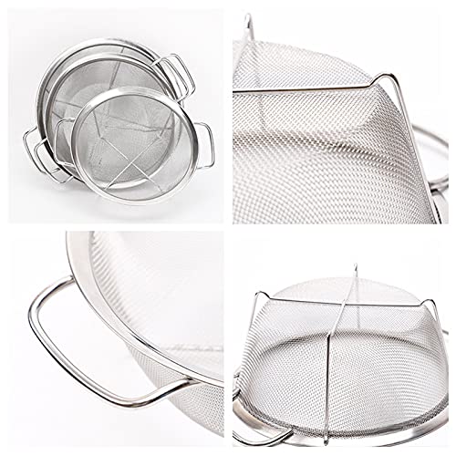 AJIODA Stainless Steel Mesh Colander Strainer Basket, 4 Quart Fine Mesh Net Colander with Heavy Duty Handles & Wide Rim & Resting Feet for Strain, Drain, Rinse, Fry, Steam or Cook Vegetables & Pasta - size: 4 Quart
