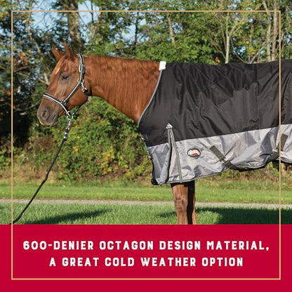 Weaver Equine 600D Premium Turnout Horse Rain Sheet with Fleece Lining, Breathable Waterproof Horse Turnout Sheet, Multi-Purpose Gear, 69", Black - size: 69"