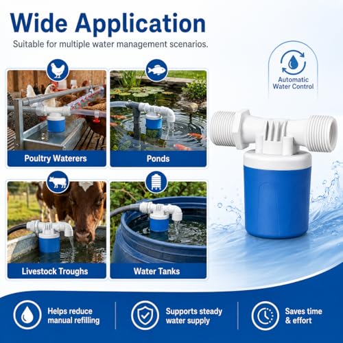2PCS 3/4'' Side Inlet Water Float Valve | Automatic Water Level Control, Shut Off Valves, For Water Tank, Pool, Livestock Troughs - size: 3/4''-2 PCS