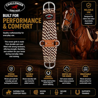 CHALLENGER Horse Western 27 Strand Double Weave Two-Tone Mohair Blend Roper Cinch 97RT05 - size: 32 inches