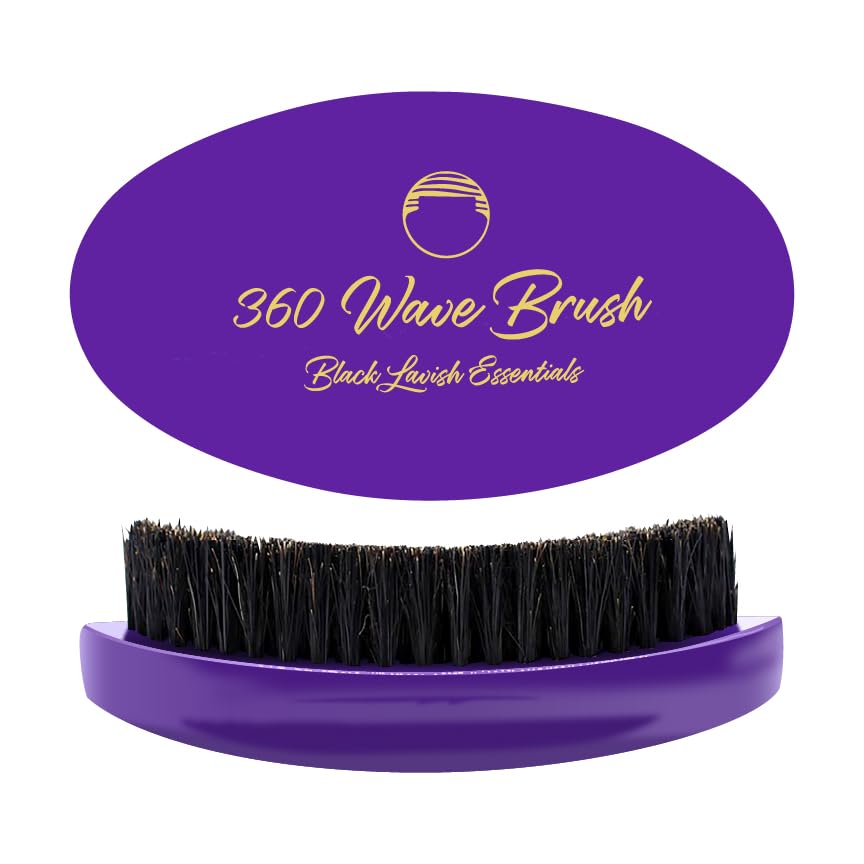 360 Wave Brush, Build Deeper Waves, Soft & Hard Boar Bristle Curved Brushes BLACK LAVISH ESSENTIALS Hard Bristle (Medium-Hard Brush, Purple) - color: Purple, size: Medium-Hard