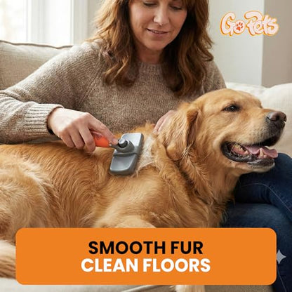 GoPets Self-Cleaning Slicker Brush for Dogs & Cats, Deshedding & Dematting - style: Slicker Dematting Comb