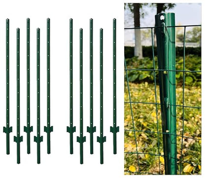 5 Feet (57.8") Metal Fence Post Green, Pack of 10, for 48 Inch High Garden Welded Wire Fence U-Channel Steel Garden Post - color: Green, size: 5',10 PCS