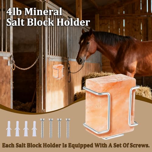 Salt Block Holder for Deer, Horses & Goats, Mineral Block Holder | Rust Resistant Deer Salt Lick Block Feeder, Hanging Salt Holder for Livestock, Fits Standard 4 lb Mineral Blocks - size: 1 Pcs