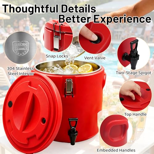 20L/5Gal Insulated Beverage Dispenser Stainless Steel Thermal Hot/Cold Drink Server with Spigot & Handles, Large Capacity Ice Coffee Juice Dispenser for Restaurant,Drink Shop,Catering, Buffet,Party - size: 5 Gallon