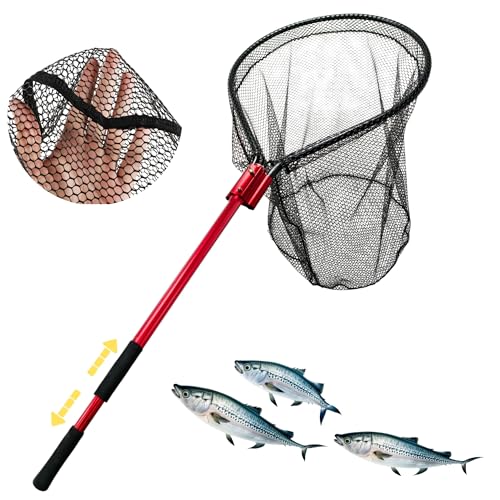 High Strength Heavy Duty Extra Large Aluminum Landing Net - Telescoping Handle (67-85inch), 27in Net Opening for Saltwater Fishing, Boat, Pier, River Angling