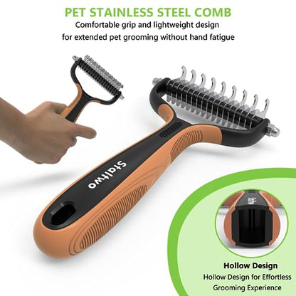 Staltwo Deshedding Dog Brush for Shedding, Undercoat Rake for Dog&Cat - color: Orange