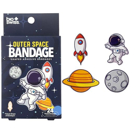 BioSwiss Bandages, Outer Space Shaped Self Adhesive Bandage Set, Latex Free, Sterile Wound Care, 24 Count - color: Outer Space, size: 24-Count Box