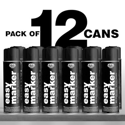 Fox Valley Easy Marker Inverted Spray Paint 16oz Pack of 12, Black