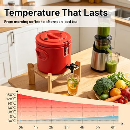 4Gal Insulated Beverage Dispenser Heavy Duty Stainless Steel Coffee Carrier with Spigot and Handle, Commercial Thermal Container for Hot & Cold Drinks, Juice, Iced Tea, Milk,Catering Party Camping - size: 4 Gallon