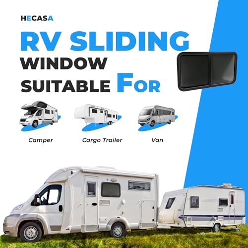 HECASA RV Window 42" W X 22" H Teardrop Horizontal Sliding Window W/ Trim - size: 42" W x 22" H