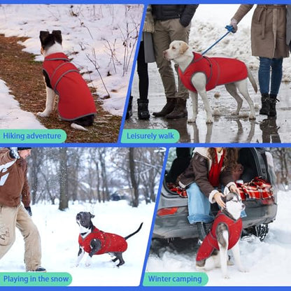 MIGOHI Reflective Waterproof Dog Coat, Medium, Red, Fleece Lined, Stormguard - color: Red, size: Medium