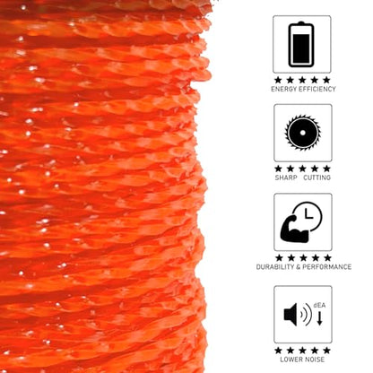 Weed Eater String, Orange Square Twisted Trimmer Line, 0.095-Inch Diameter Premium Commercial Weed Wacker String Spool Replacement (1145-Feet, 3.4lbs) - size: 1145FT x .095 in