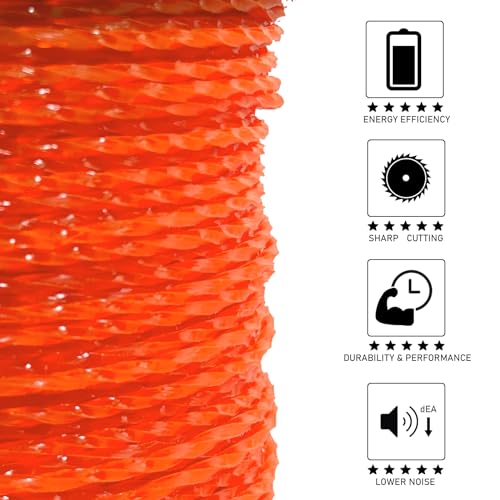 Weed Eater String, Orange Square Twisted Trimmer Line, 0.105-Inch Diameter Premium Commercial Weed Wacker String Spool Replacement (732-Feet, 3lbs) - size: 732FT x .105 in