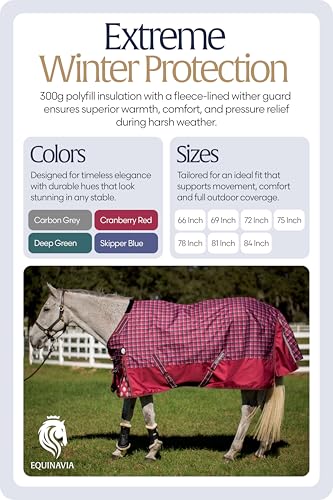 Equinavia Arktis Regular Neck Heavy Turnout Blanket 300g - Cranberry Red - 75 in - color: Cranberry Red, size: 75 in