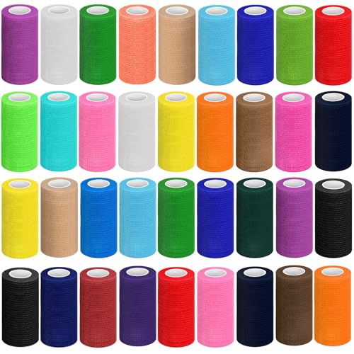 Treela 36 Pcs Self Adherent Bandage 4" X 5 Yard Wrap Breathable - color: Various Colors, size: 4" X 5 Yard