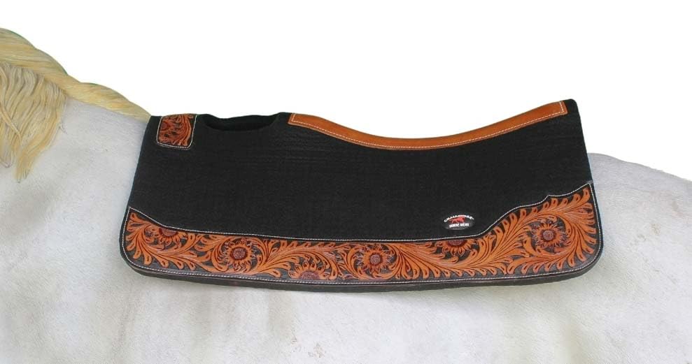 Horse 32"x30" Western Contoured Wool Felt Therapeutic Saddle Pad 39253 - color: Black