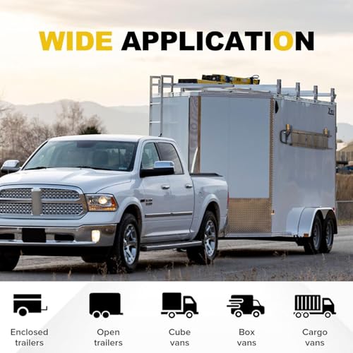 2 Rack Heavy Duty Side Mount Trailer Ladder Rack with Rubber Pads Bungee Cords 353 LBS Capacity Adjustable Steel Ladder Rack for Enclosed and Open Trailers - size: 2