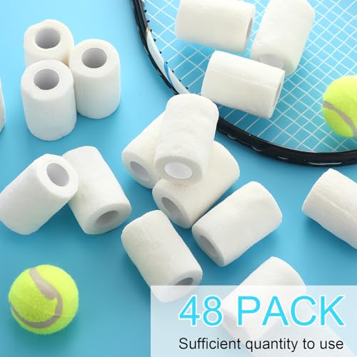 Treela 48 Pack Self Adhesive Wrap Bandage,White,3 Inches X 5 Yards - color: White, size: 3 Inch X 5 Yard