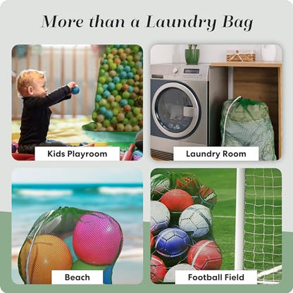 Handy Laundry Mesh XL Laundry Bag 24"x36", Heavy Duty Drawstring, Green - color: Green