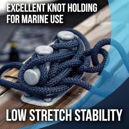 Heavy Duty Braided PP/Polyester/Nylon Rope, Weather-Resistant & Waterproof Rope for Pool, Marine, Camping, Household Use, Construction & Rigging Applications (Navy with Loop, 1/2in X 98FT(32 Strands)) - color: Navy, size: 1/2in X 98FT(32 Strands)