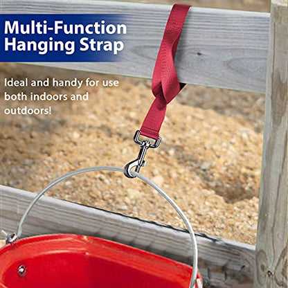 Harrison Howard 4PCS 22” Easily Packed Sturdy Nylon Bucket Straps for Hay Nets and Water Feeder Buckets-Red - color: 4PCS Red