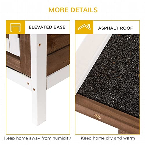 PawHut 54" 2-Story Large Rabbit Hutch Bunny Cage, Lockable Doors Brown - color: Coffee Brown