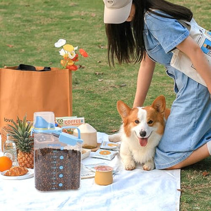 Dog Food Storage Container with Large Pour Spout, Blue - color: Blue