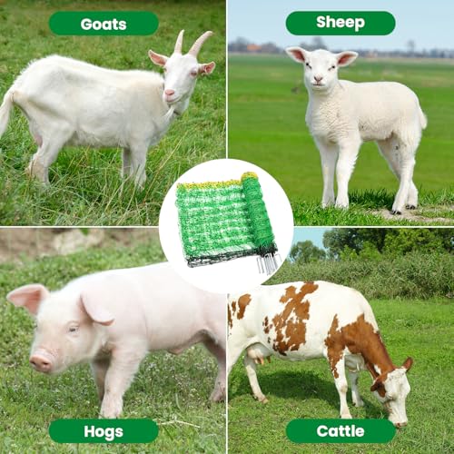 Electric Fence Netting, 49.6" H x 164'L Portable Livestock Nets for Cattle
