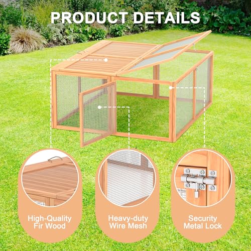 Portable Chicken Coop Run, Folding Rabbit Hutch, Logs - color: Logs