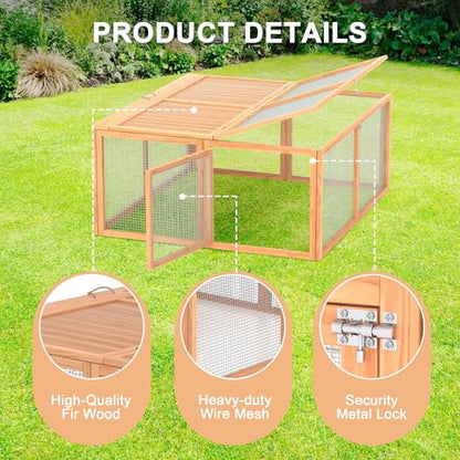 Portable Chicken Coop Run, Folding Rabbit Hutch, Logs - color: Logs