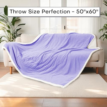Electric Heated Blanket 50"x60" Throw Size - Light Purple | Safe All Night Rest, Dual-Sided Microplush Sherpa for Bedroom Couch Use, 4 Heat Settings & 3 Hours Auto Off, Machine Washable - color: 07-purple, size: Throw(50''x60'')