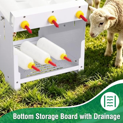 6 Feeding Ports Goat Bottle Feeder Rack with 6 x 500ml Milk Bottles | Double Sided,Free Standing,Portable Lamb Bottle Holder,Galvanized Goat Bottle Feeder Rack For Baby Goats Lambs Piglet Puppy