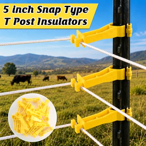 75Pcs Reversed Extender Electric Fence T Post Insulators, Yellow