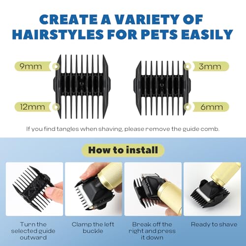 Pet Grooming Clipper 280W, with 2000-6000RPM Stepless Speed Control | 10ft Power Cord, Low Noise< 50db, Dog Trimmer Kit for Thick Heavy Coats with Extra Detachable Blade