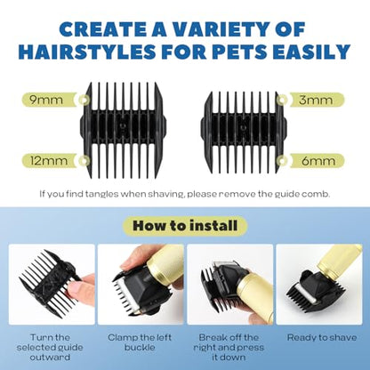 Pet Grooming Clipper 280W, with 2000-6000RPM Stepless Speed Control | 10ft Power Cord, Low Noise< 50db, Dog Trimmer Kit for Thick Heavy Coats with Extra Detachable Blade
