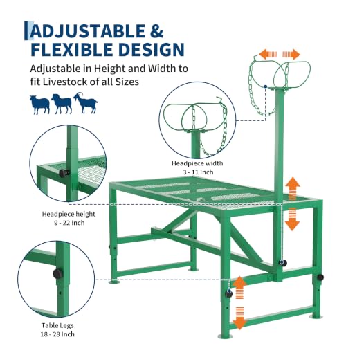 500LBS Goat Stand with Headpiece and Nose Loop – Milking Shearing Stand - color: Green-47 Inch (with Nose Loop)