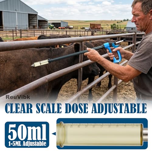 50ml Repeating Livestock Syringe Gun–Long Pole Veterinary Injector - size: Blue Long Arm 50ML
