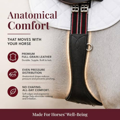 Anatomical Leather English Girth – Double Elastic Steel Buckles - size: 110