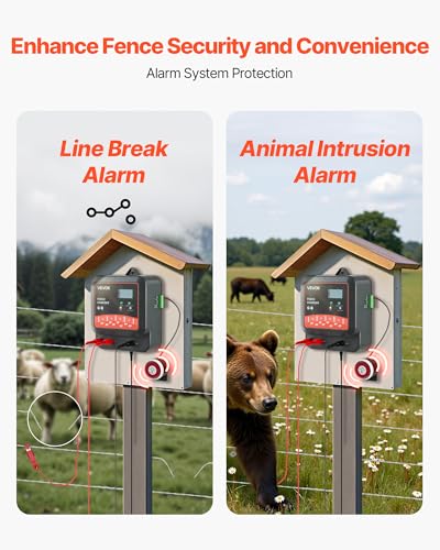 VEVOR Multi-Powered Electric Fence Charger, 2J/3J/5J, Electric Fence Energizer with Real-Time LED Display, 6.2 Miles Range, AC DC Powerful Fences Charger, Keep Out Wild Animals, for Livestock Poultry - size: 2J/3J/5J