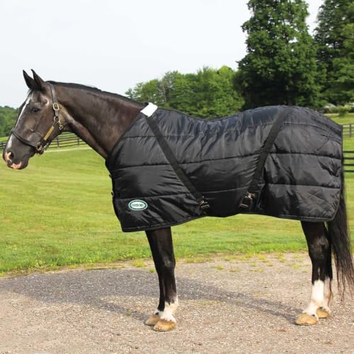 Country Pride Sentinel Channel Quilt Horse Stable Blanket, Midweight Open Front, 420D Nylon Outer Shell, 250g Poly-Fill Insulation, Wither Protection, Adjustable Leg Straps, Bias Surcingle (76,Black) - color: Black, size: 76