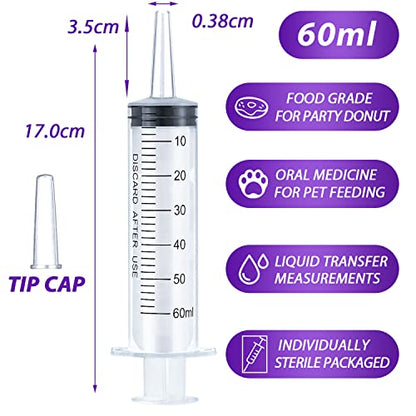 60ml Syringe for Liquid, Oral, Scientific Labs, Measurement, Dispensing, Catheter Tip with Cap- 10 Pack 60ml Syringes - style: 60 ml