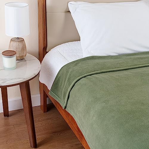 Berkshire Blanket Microfleece King Size Bed Blanket Dark Sage Green, Lightweight Soft Breathable Plush Micro Fleece Blanket for Bed Couch Sofa, 90x108 Inches - color: Dark Sage Green, size: King/Cal King