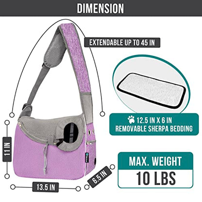 PetAmi Dog Sling Carrier Small Dogs, Hands Free Crossbody Carrier, Purple - color: Purple