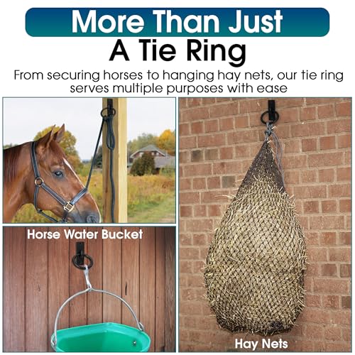 Horse Tie Ring - 2-3/8" inches Heavy-Duty Solid Steel Cross Tie Ring for Horses, Multi-Purpose Tie Down Horse Barn Supplies, Made in USA.