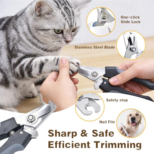 Dog Brush & Pet Grooming Kit for Dogs and Cats, 8 Tools with Storage Pouch