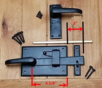 Gate Latch, Heavy Duty, with Lever for Doors or Gates, Black, Right Hand - style: Gate Latch - Right Hand